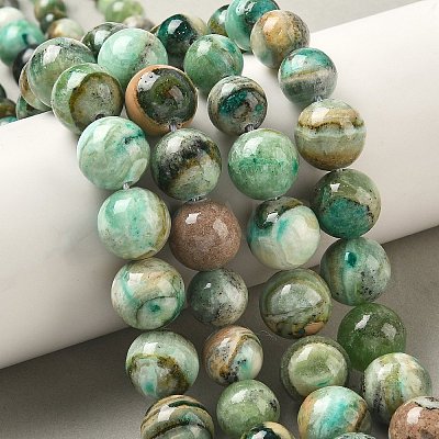 Natural Green Line Jasper Graduated Beads Strands G-F830-A01-01-1