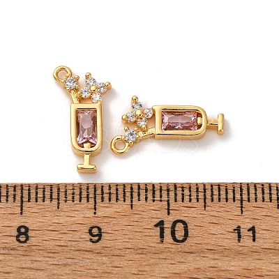 Brass Micro Pave Cubic Zirconia Pendants KK-K382-28G-02-1