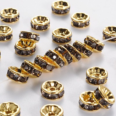 Brass Grade A Rhinestone Spacer Beads RSB038NF-03G-1