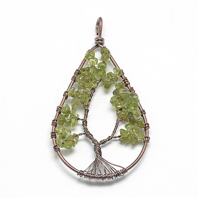 Natural Chip Olive Quartz Big Pendants G-R437-R05-1