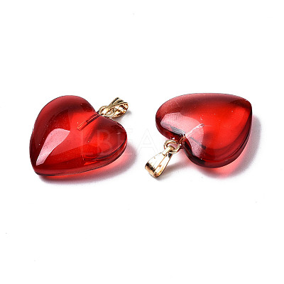 Transparent Spray Painted Glass Pendants X-GLAA-N035-016-F01-A-1