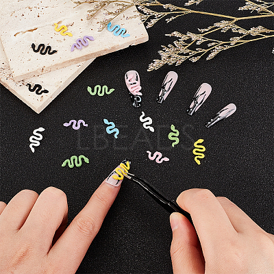 28Pcs 14 Style Snake Spray Painted Zinc Alloy Cabochons MRMJ-AR0001-17-1