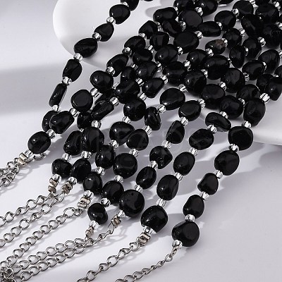 Natural Obsidian Beaded Bracelets for Women G-P563-07P-14-1