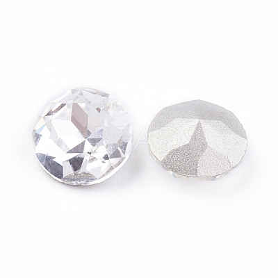 Pointed Back & Back Plated Glass Rhinestone Cabochons RGLA-J012-10mm-001-1