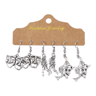 3 Pairs Halloween Zinc Alloy Dangle Earrings FS-WG1EEF9-02-1
