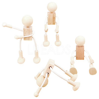 Unfinished Blank Wooden Robot Toys DIY-WH0097-05-1