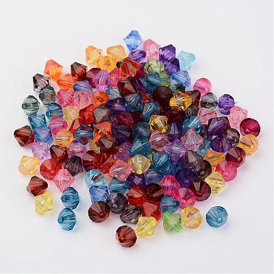 Faceted Bicone Transparent Acrylic Beads DBB12MM-1