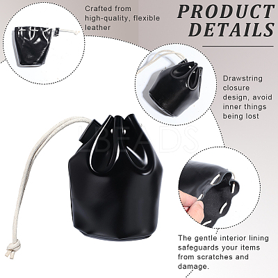 Leather Coin Storage Drawstring Bucket Bags AJEW-WH20064-95B-1