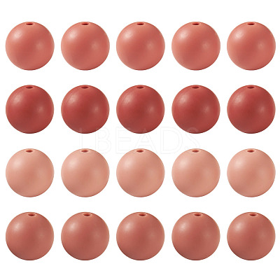 40Pcs 4 Colors Round Silicone Focal Beads SIL-TAD0001-02G-1