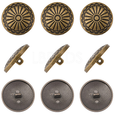 20Pcs 1-Hole Alloy Shank Buttons BUTT-GF0004-10AB-1