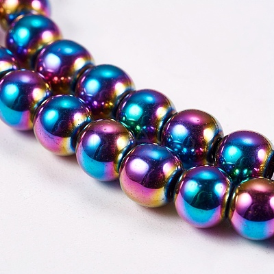 Electroplate Non-magnetic Synthetic Hematite Beads Strands G-J169A-6mm-05-1