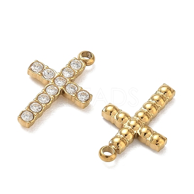 304 Stainless Steel Micro Pave Clear Cubic Zirconia Pendants CU-CBAF0F8-02D-G-1