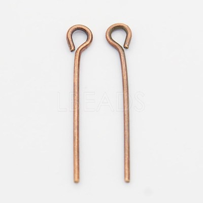 Red Copper Plated Brass Eye Pin Jewery Making Findings X-EPC2.0cm-R-1