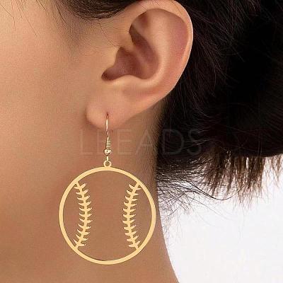 Brass & Iron Baseball Dangle Earrings for Women WG2115E-01-1