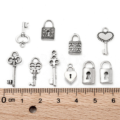 50Pcs 10 Styles Tibetan Style Alloy Charms TIBEP-CJ0002-73-1