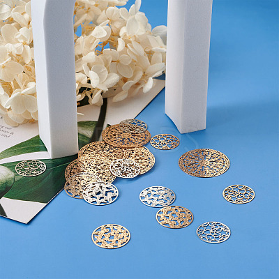 Brass Filigree Joiners Links KKC-FW0001-02-1