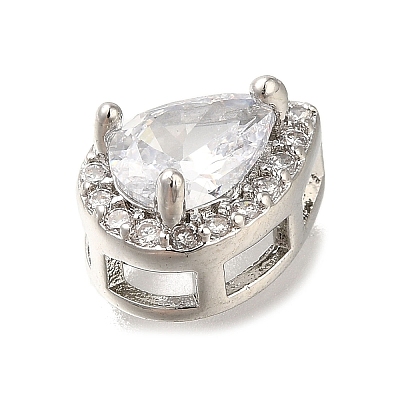 Brass Micro Pave Clear Cubic Zirconia Pendants KK-M301-05P-1