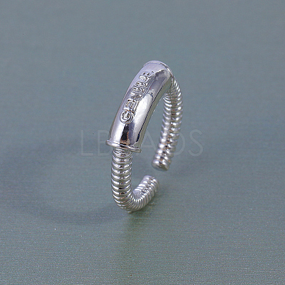 Screw Thread Brass Cuff Rings for Men KP2534-1