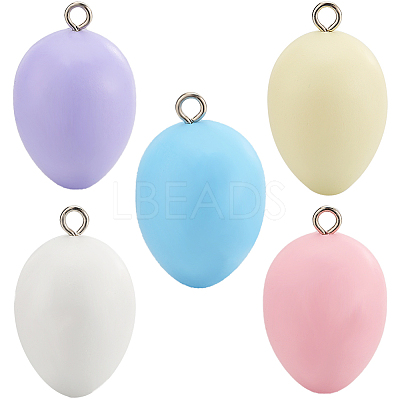 10Pcs 5 Colors Easter Theme Spray Painted Wood Pendants WOOD-SC0001-64-1