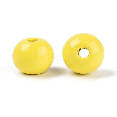 Spray Painted Round Natural Schima Wood Beads WOOD-A018-8mm-04-1