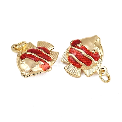 Brass Enamel Fish Pendants KK-I377-05G-A04-1
