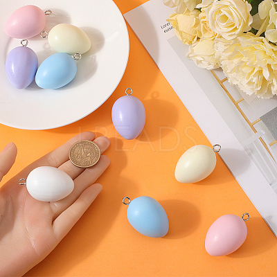 10Pcs 5 Colors Easter Theme Spray Painted Wood Pendants WOOD-SC0001-64-1