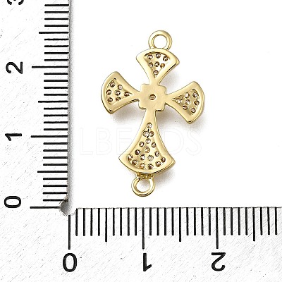 Brass Clear Cubic Zirconia Cross Connector Charms ZIRC-I070-021G-1