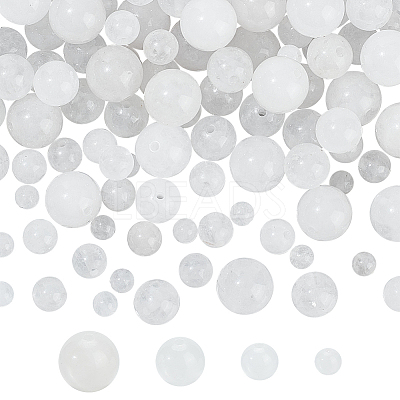 4 Strands 4 Styles Round Natural White Jade Beads Strands G-NB0005-12-1