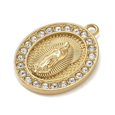 304 Stainless Steel & Rhinestone Pendants STAS-G371-09E-01G-1