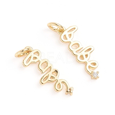 Brass Micro Pave Cubic Zirconia Pendants X-ZIRC-E164-28G-1