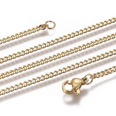 304 Stainless Steel Curb Chain Necklaces NJEW-L162-01B-G-1