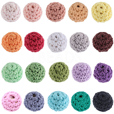 40Pcs 20 Colors Organic Wool Fabric Beads FIND-SC0009-18-1