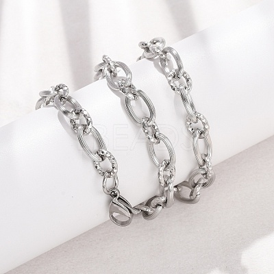 8MM 304 Stainless Textured Oval Link Chain Necklaces SA-CBA725A-26P-1
