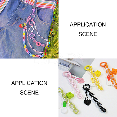600Pcs 6 Colors Transparent Acrylic Linking Rings TACR-CJ0001-35-1