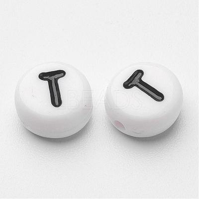 Acrylic Horizontal Hole Letter Beads X-PL37C9070-T-1