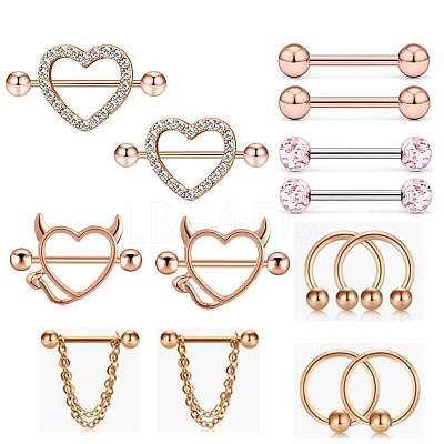 316L Surgical Stainless Steel Nipple Rings Set WGB1007-03-1