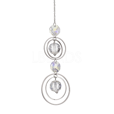Glass Beads & Brass Hanging Suncatchers HJEW-JM04748-1