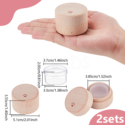Carved Wood Baby Tooth Keepsake Cases with Lids CON-WH0100-09A-1