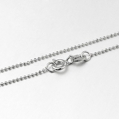 Anti-Tarnish Trendy Rhodium Plated 925 Sterling Silver Ball Chain Necklaces STER-M050-1.0A-09-1