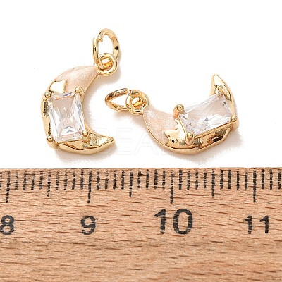 Brass Micro Pave Clear Cubic Zirconia with Enamel Charms CU-K002-47G-E-1
