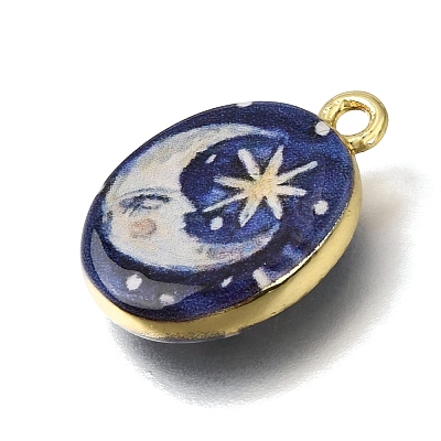 Printed Brass Pendants KK-CBAE379-01G-B-1