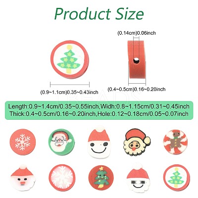 200Pcs 10 Styles Handmade Polymer Clay Christmas Theme Beads CLAY-FS0001-52-1