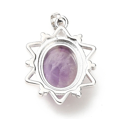 Natural Amethyst Pendants G-B033-03P-24-1