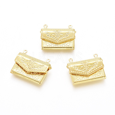 Brass Locket Pendants X-KK-G386-11G-1