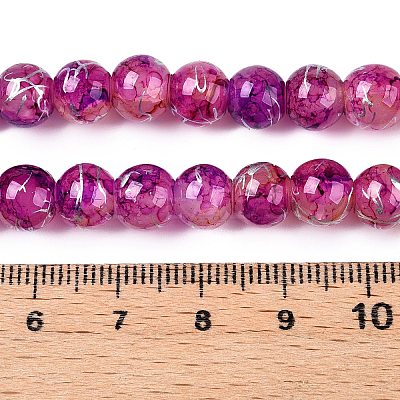 Drawbench Crackle Glass Beads Strands GLAA-N006-8mm-06-1