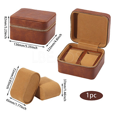 Imitation Leather Double Watch Storage Zipper Boxes CON-WH0089-227B-1