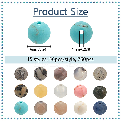750Pcs 15 Styles Mixed Gemstone Baeds G-NB0005-42D-1