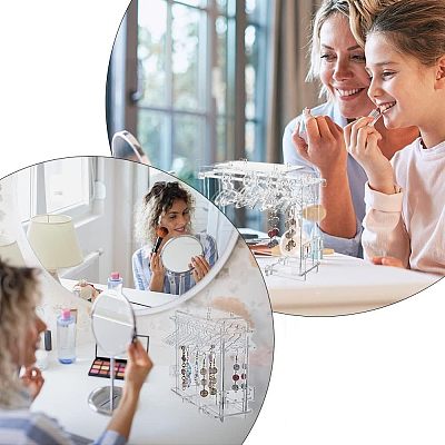 Assembled Transparent Acrylic Earring Display Stands EDIS-WH0021-12-1