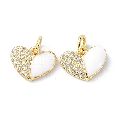 Eco-Friendly Brass Micro Pave Clear Cubic Zirconia Enamel Pendants ZIRC-C021-45G-05-1