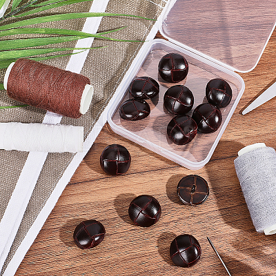 12Pcs Leather Buttons BUTT-HY0001-26A-1